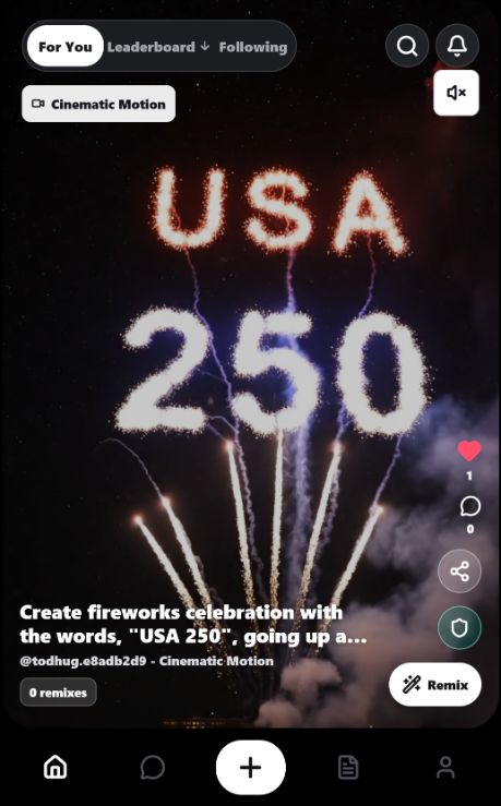 GenLoop running on an iPhone with an AI-generated video in the social feed